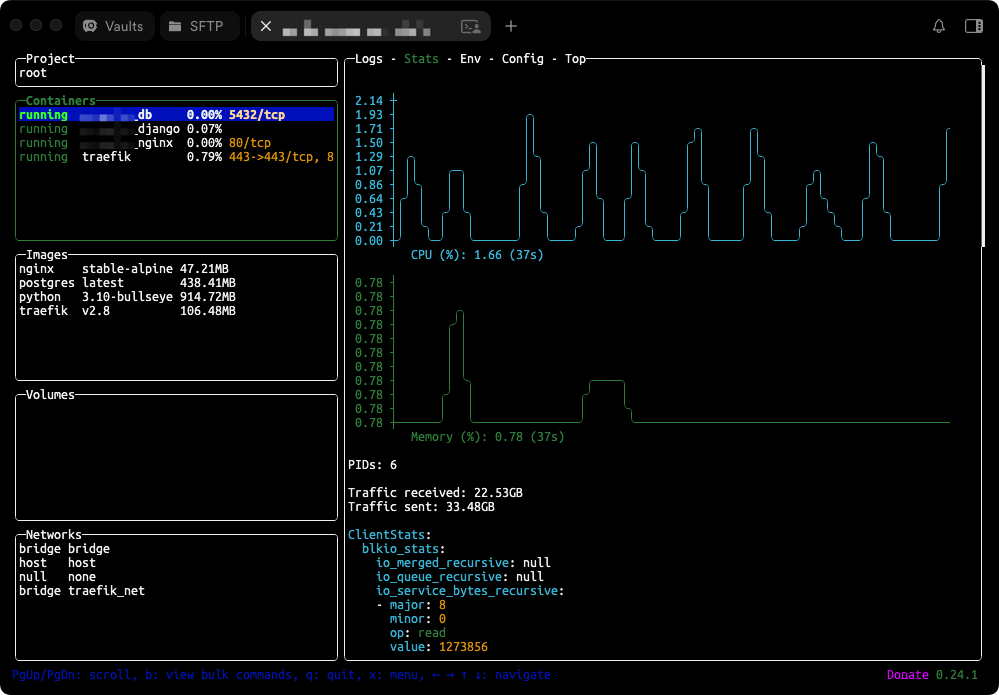 Statistiche in tempo reale dei container