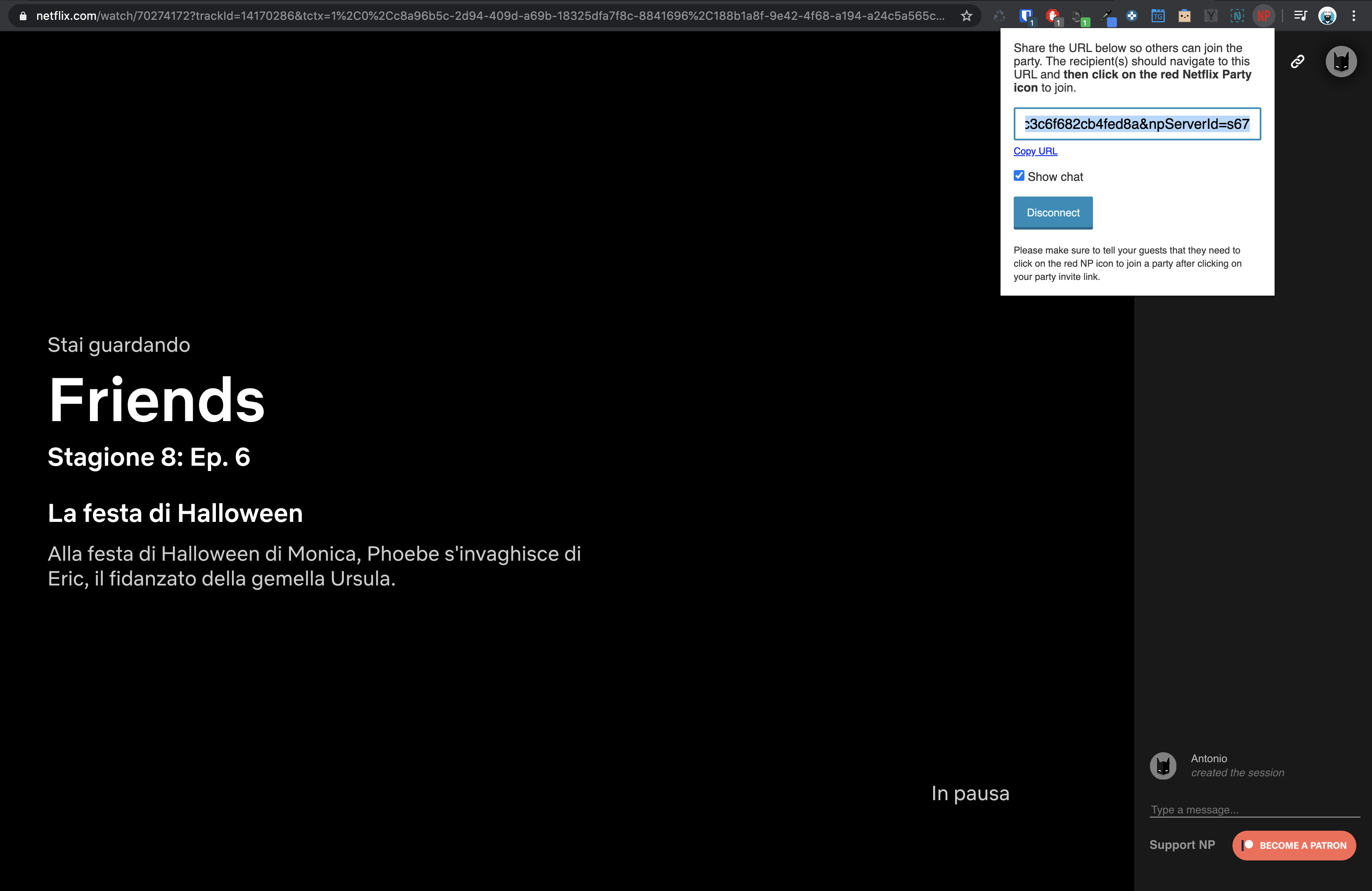 Netflix Party condivisione link