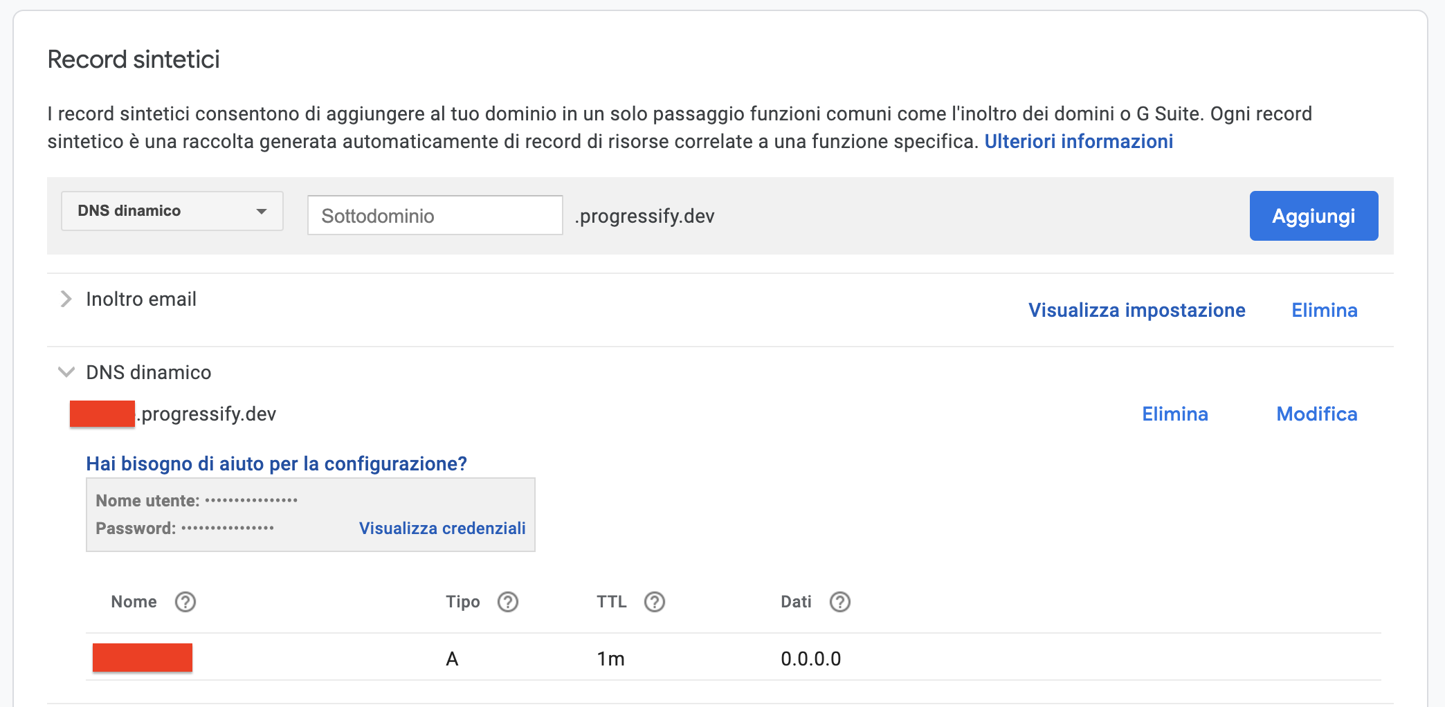 Creazione sottodominio DDNS su Google Domains