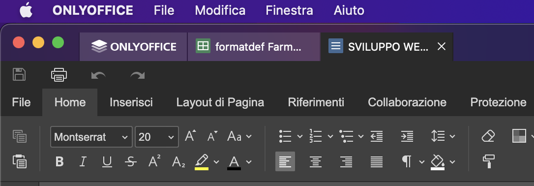 onlyoffice documenti aperti in diverse schede